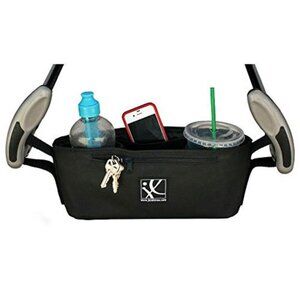 Universal Stroller Organizer Parent Tray Insulated Cup Holders Black